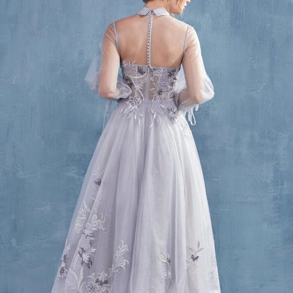 BLUSH color prom party tEVENING FORMAL Tea length MIDI DUCHESA DRESS ALA0862 - Picture 4 of 7